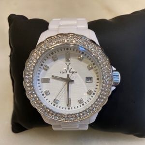 White Toy Plasteramic Watch with "diamond" encrusted surround